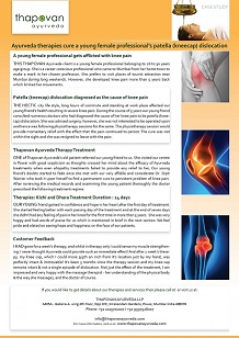 Ayurveda Therapies can cure young female professional’s patella (kneecap) disclocation